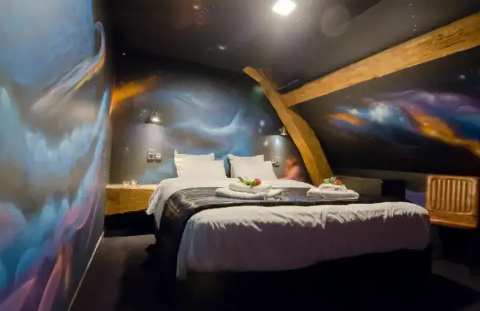 hotel insolite belgique - la chambre galaxie du River Lodge Hotel Insolite à Maredret